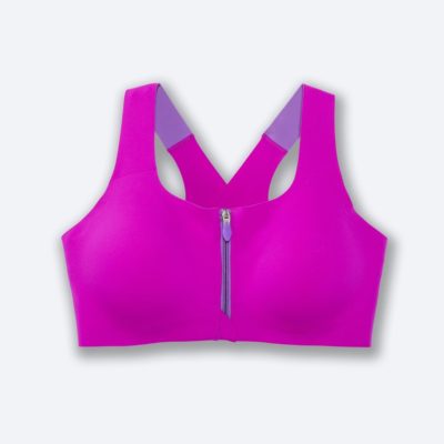 ‎نیم تنه زیپ دار ورزشی بروکس Brooks DARE ZIP Run bra ارغوانی