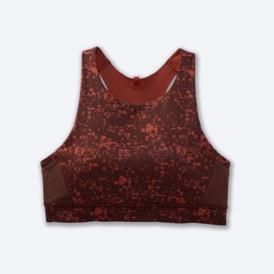 ‎نیمتنه ورزشی بروکسBrooks 3 Pocket Run bra قهوه ای طرحدار