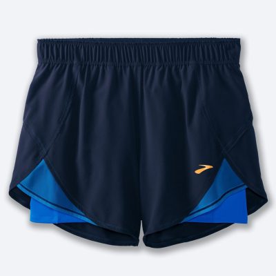 ‎شورت ورزشی زنانه کشاله دار بروکس Brooks Chaser 5″ 2-in-1 Short  سورمه ای