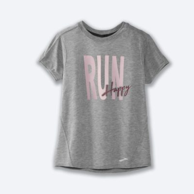تیشرت ورزشی زنانه بروکس مدل Brooks Women's Distance Graphic Short Sleeve|طوسی طرح دار