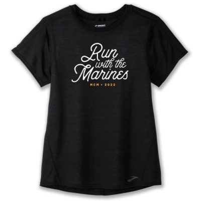 تیشرت ورزشی زنانه بروکس مدل Brooks Women's Distance Graphic Short Sleeve|مشکی طرح دار