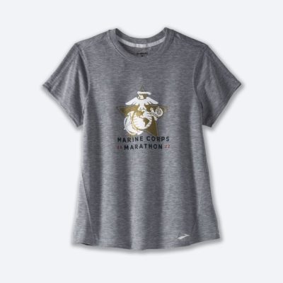 تیشرت ورزشی زنانه بروکس مدل Brooks Women's Distance Graphic Short Sleeve|طوسی طرح دار