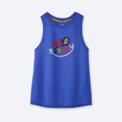 تاپ ورزشی زنانه بروکس مدل Brooks Women's Distance Graphic Tank Top|آبی طرح دار
