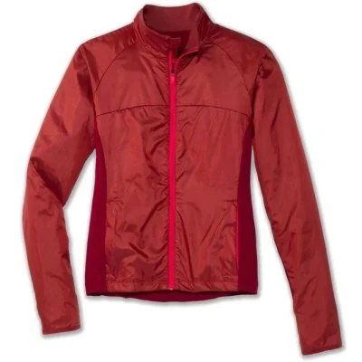کاپشن ورزشی زنانه بروکس مدل Brooks Women's Fusion Hybrid Jacket| عنابی