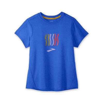 تیشرت ورزشی زنانه بروکس مدل Brooks Women’s Distance Graphic Short Sleeve| ابی
