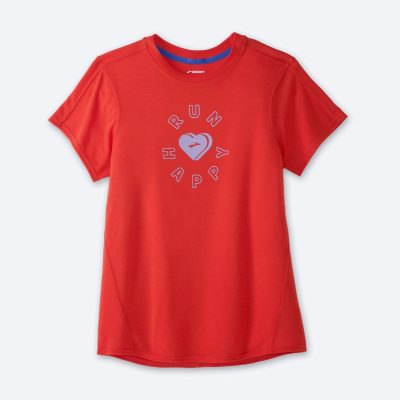 تیشرت ورزشی زنانه بروکس مدل Brooks Women’s Distance Graphic Short Sleeve قرمز