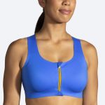 نمیتنه زیپ دار ورزشی بروکس Brooks Dare Zip run bra 2 آبی طلایی - تصویر 2