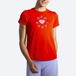 تیشرت ورزشی زنانه بروکس Brooks Graphic short sleeve قرمز طرح دار - تصویر 2