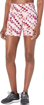 شورت تایت ورزشی زنانه بروکس Brooks Moment 5″ short Tight صورتی طرحدار - تصویر 3
