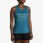 تاپ ورزشی زنانه بروکس Brooks Distance Tank 2 آبی تالابی طرح دار - تصویر 3