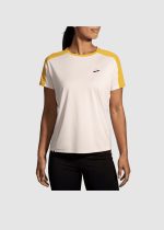 تیشرت ورزشی زنانه بروکس Brooks Sprint Free short sleeve کرم روشن - تصویر 2