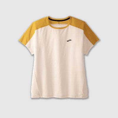 تیشرت ورزشی زنانه بروکس Brooks Sprint Free short sleeve کرم روشن