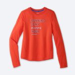 بلوز ورزشی زنانه بروکس Brooks long sleeve قرمز طرح دار