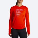 بلوز ورزشی زنانه بروکس Brooks long sleeve قرمز طرح دار - تصویر 2