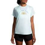 تیشرت ورزشی زنانه بروکس Brooks Graphic short sleeve سبز یخی طرح دار - تصویر 2