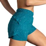 شورت ورزشی زنانه کشاله دار بروکس Brooks Chaser 5″ 2-in-1 Short سبز طرحدار - تصویر 4