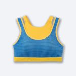 نیمتنه ورزشی بروکس Brooks Drive Mesh Run Bra آبی زعفرانی