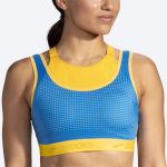 نیمتنه ورزشی بروکس Brooks Drive Mesh Run Bra آبی زعفرانی - تصویر 2